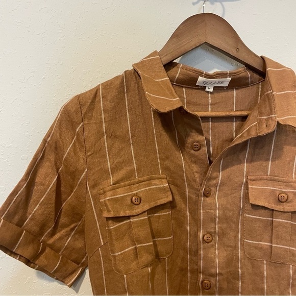 ROOLEE Linen Wylie Stripe Belted Romper - Picture 5 of 13